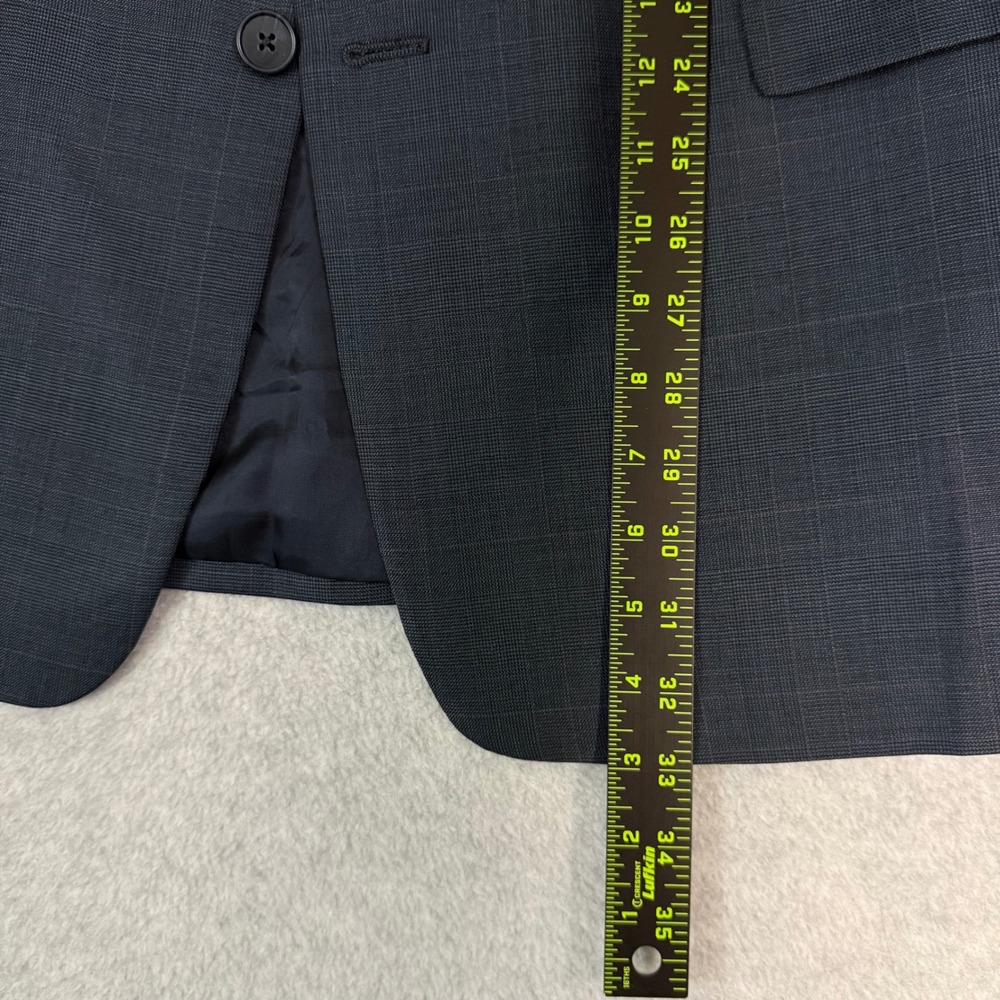 Hart Schaffner Marx Dillard's Mens 44R Blazer Pure New Wool Glen Plaid Charcoal - Picture 5 of 16